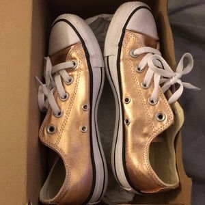 Rose gold converse shoes